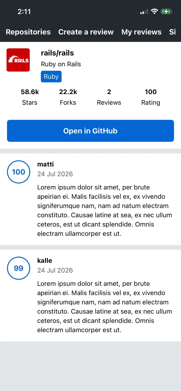 Single repository view